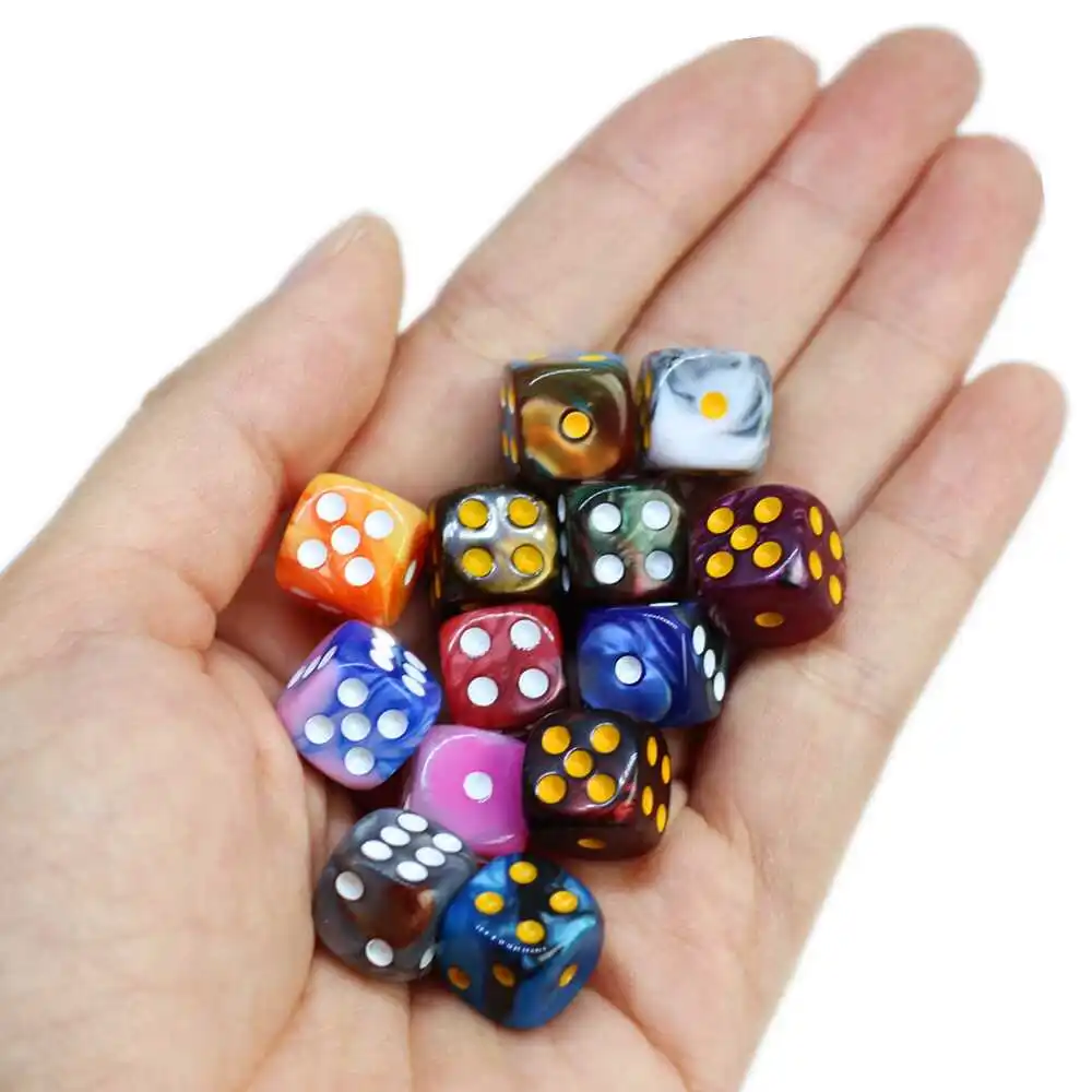 D6 Dice Set 10pcs/lot Round Corner 6-Sided 16mm Acrylic Dice for DND RPG Entertainment Party Roleplaying Table Board Games