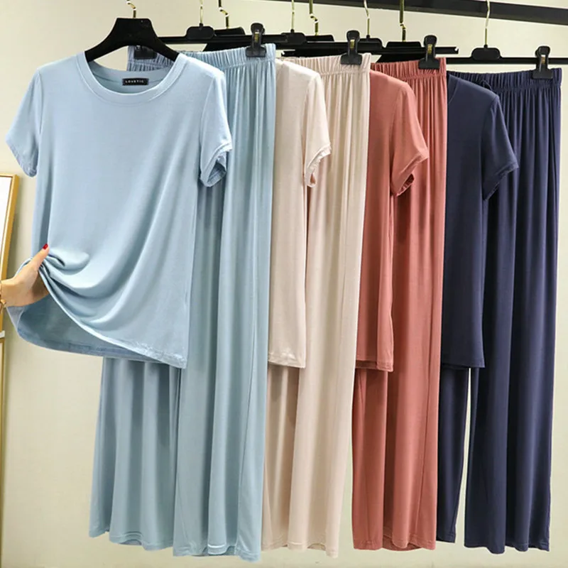 Korean Short Sleeve Sleepwear Set Comfort Modal Women's Pajamas Home Wear Clothing Suit Pyjama Femme 2 pi&egrave;ces Nightwear Sets women pajamas set women pajama suit