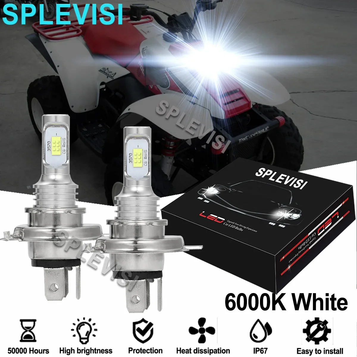 2Pcs 6000K White LED Headlights ATV UTV For Polaris Trail-Blazer 250 1990-1995 Trail-Boss 250 1988-1999 Trail-Boss 325 2000 2001 2pcs rear light lamp bulb holder socket for ford transit mk6 mk7 2000 2014