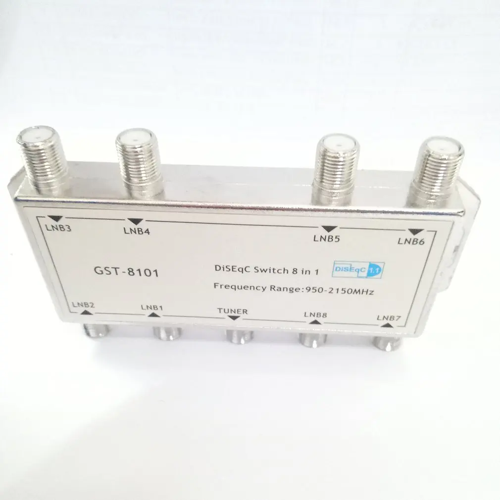 2021 New DS81 8 In 1 Satellite Signal DiSEqC Switch LNB Receiver Multiswitch Heavy Duty Zinc Die-cast Chrome Treated