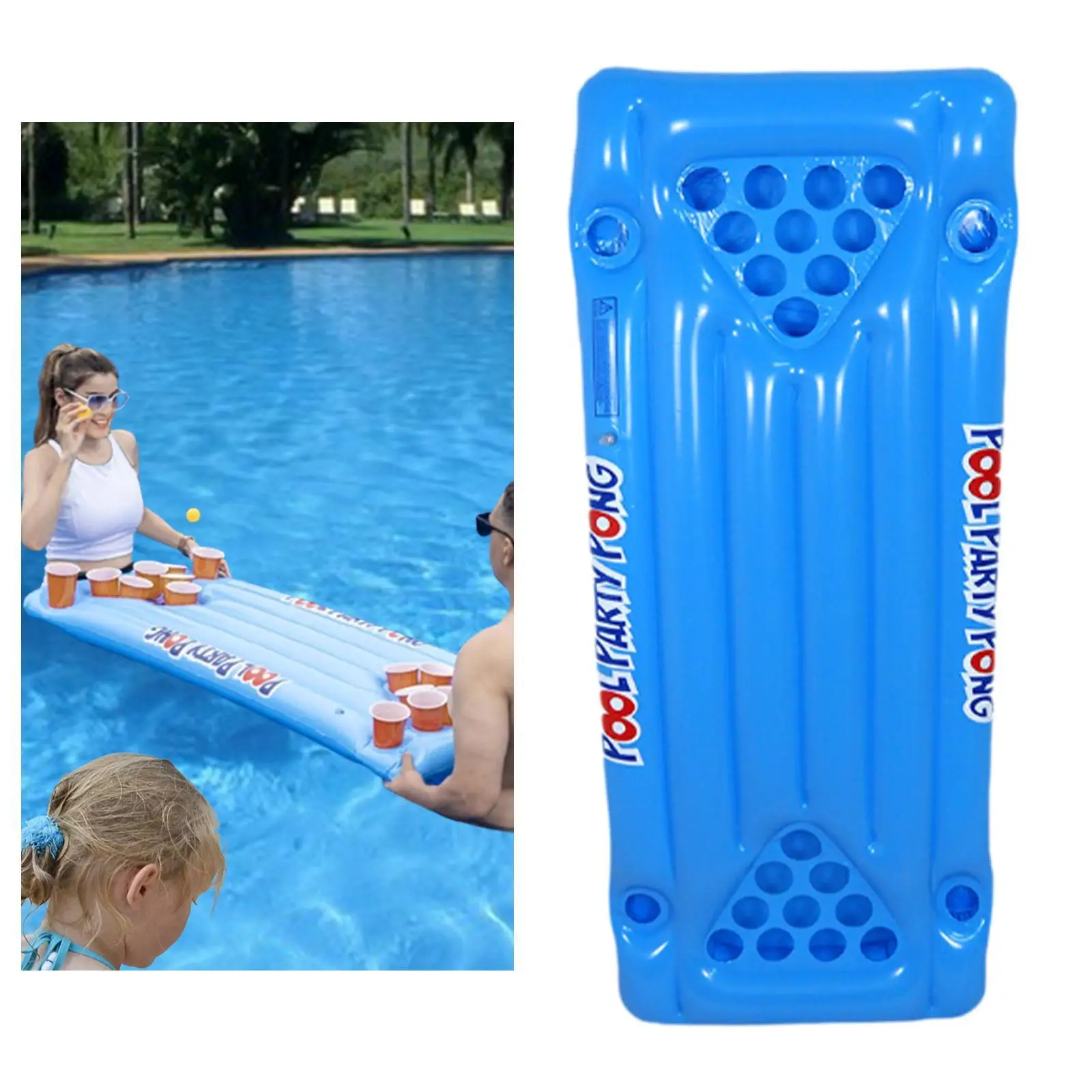 Inflatable Beer Pong Raft Portable Unique Lightweight Party Supplies Pool Game for Beach Party Summer Holiday Water Park Lake