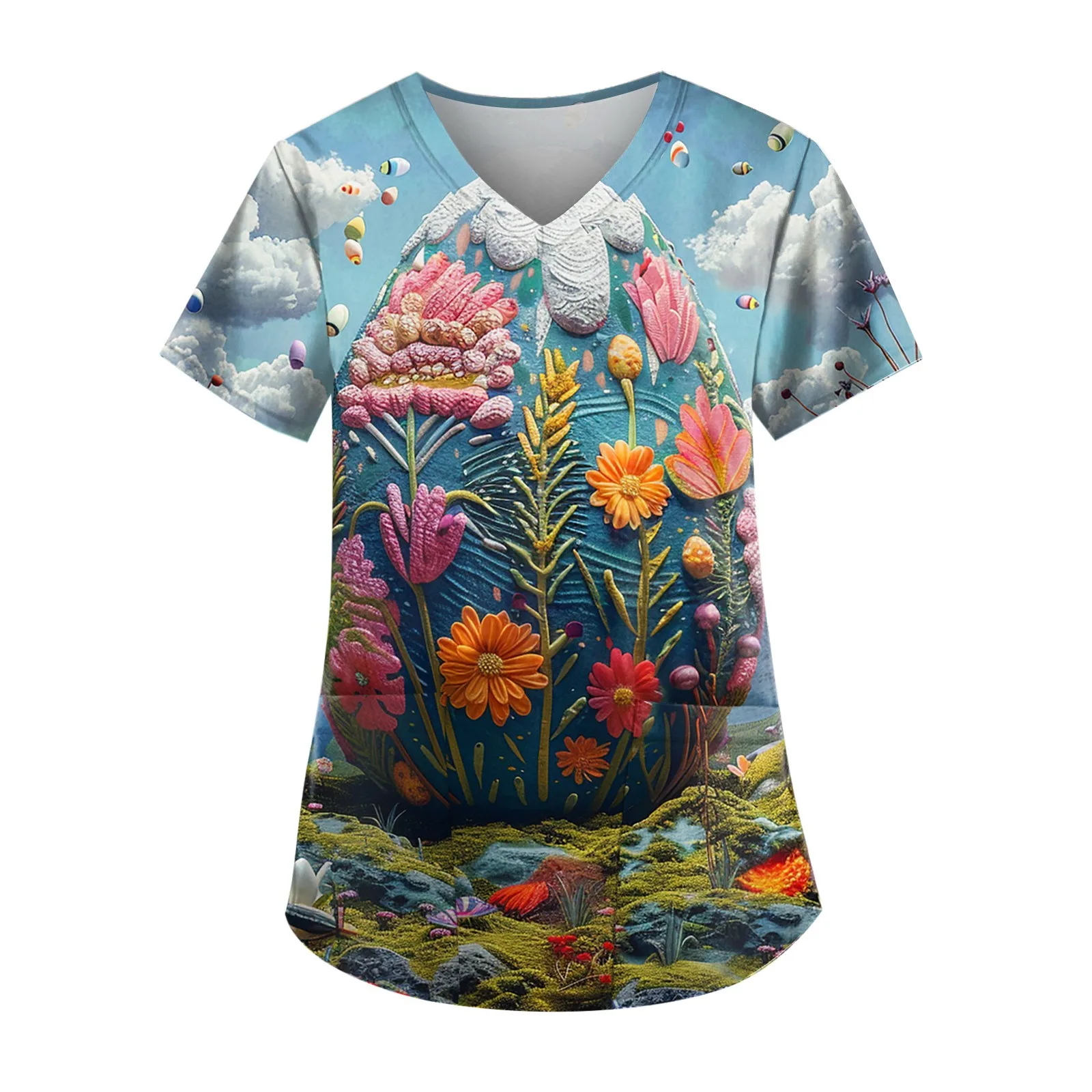 

Женский топ с принтом Пасхальных Кроликов и яиц, молодежная Женская одежда, женская одежда, топ, женские рубашки с графическим рисунком, рубашка для женщин 2024