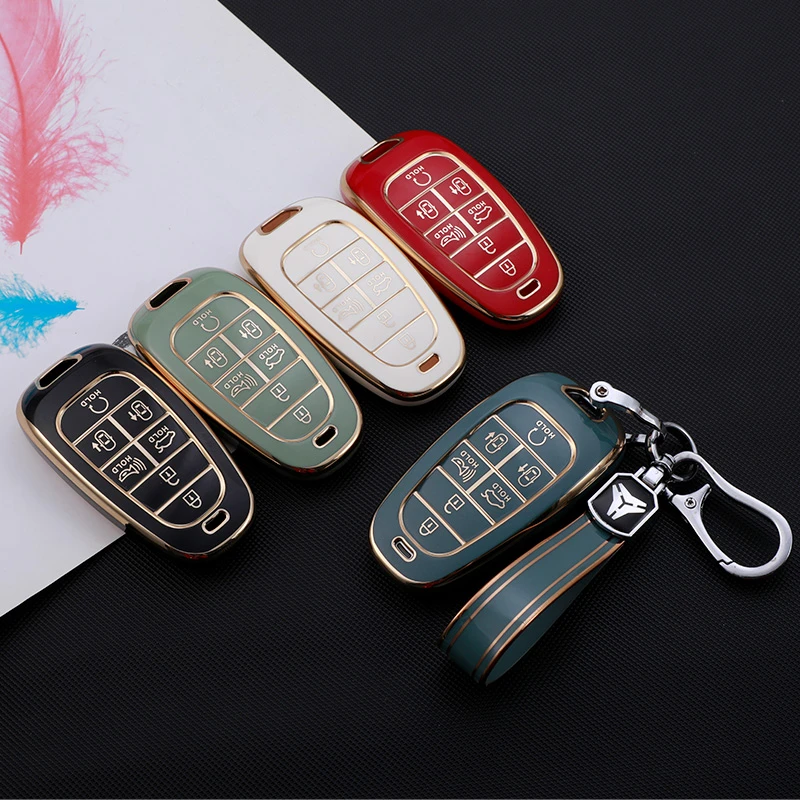 4/5/7 Buttons TPU Car Key Cover for Hyundai Santa Fe Tucson 2022 NEXO