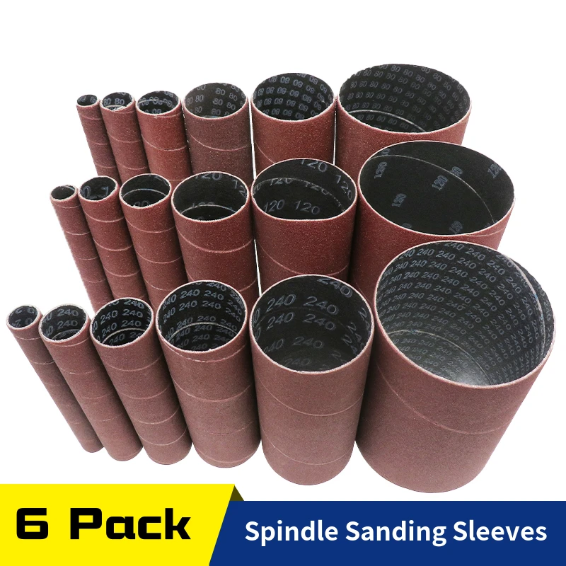 6 Pack Spindle Sanding Sleeves for Oscillating Sander, 80 120 240