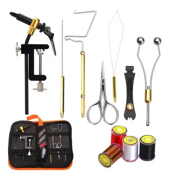Fly Fishing Making Kit Fly Tying Tool Kit With Fly Tying Threader Needle Whip Knot Tying Tool Finisher Scissors Tying Lines 2