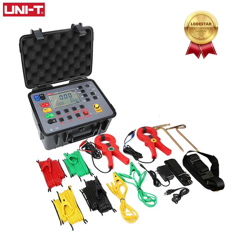 

UNI-T Double Clamp Ground Resistance Meter UT575A 0-30 kΩ Megometer Esr Tester Ohm Meter Data Storage