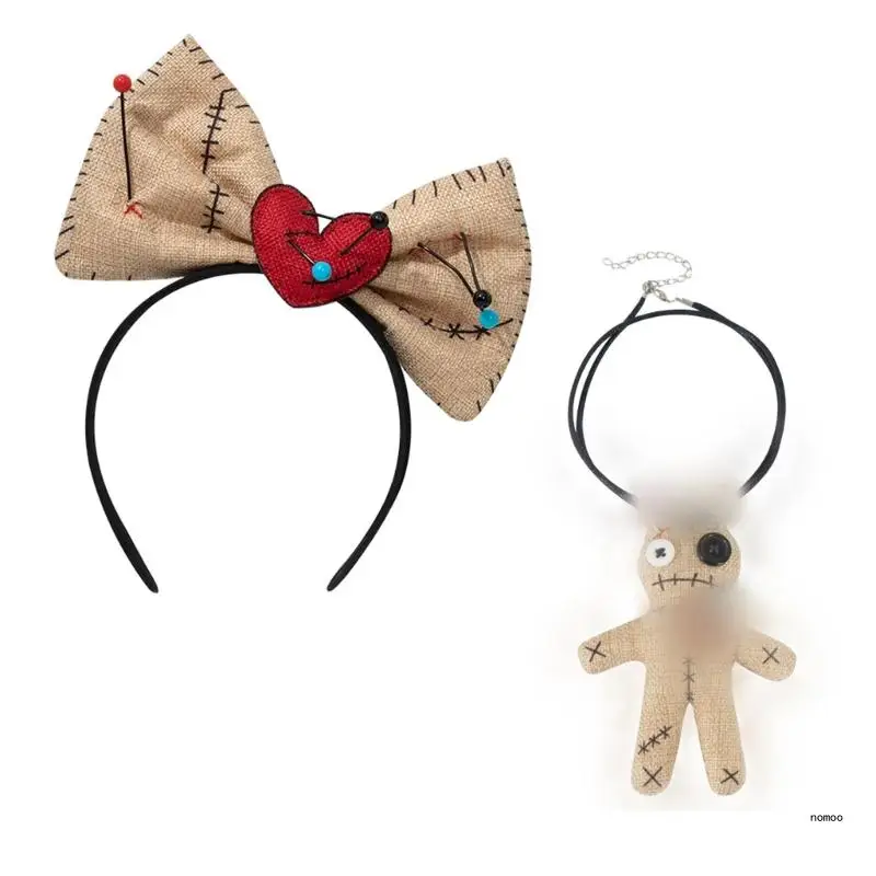 Costume De Poupée Vaudou Halloween - Set 2 Pièces (bandeau Et Collier) - Accessoire Déguisement Effrayant - 3