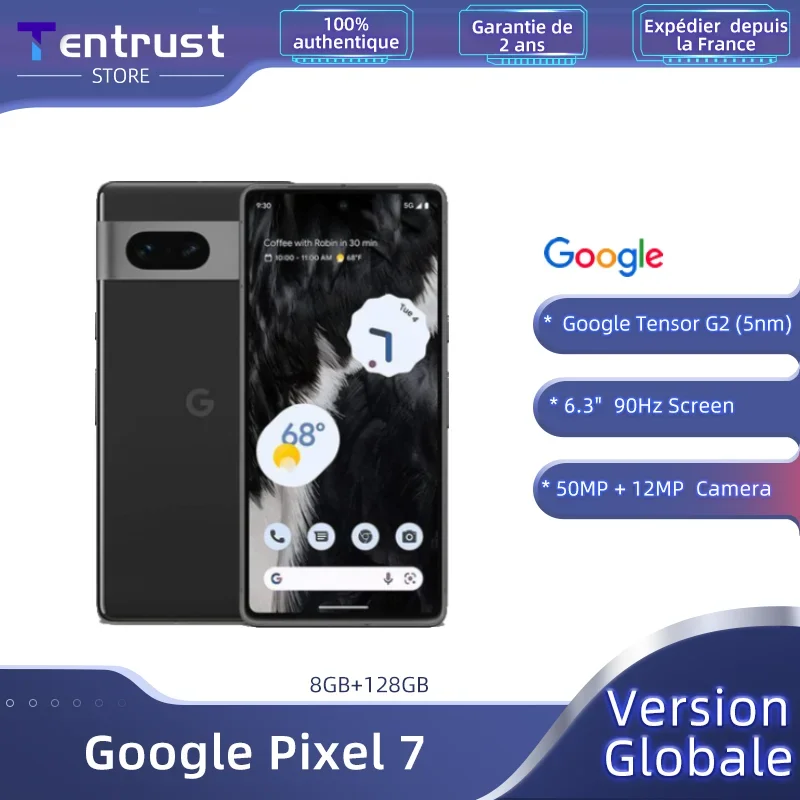 Google-Smartphone Pixel 7 5G, 8GB, 128GB/256GB, Google Tensor G2, Octa Core, pantalla de 6,3 pulgadas, 90Hz, 50MP, IP68, resistente al polvo/agua, NFC