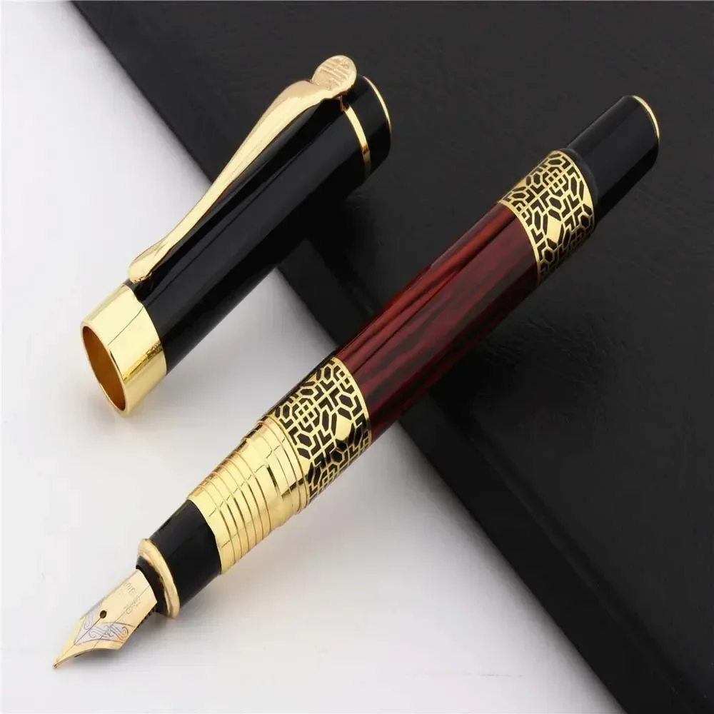 Wood Grain Pen Suitable for Business Signature Student Calligraphy Gift Office 10 Blue Ink Bags