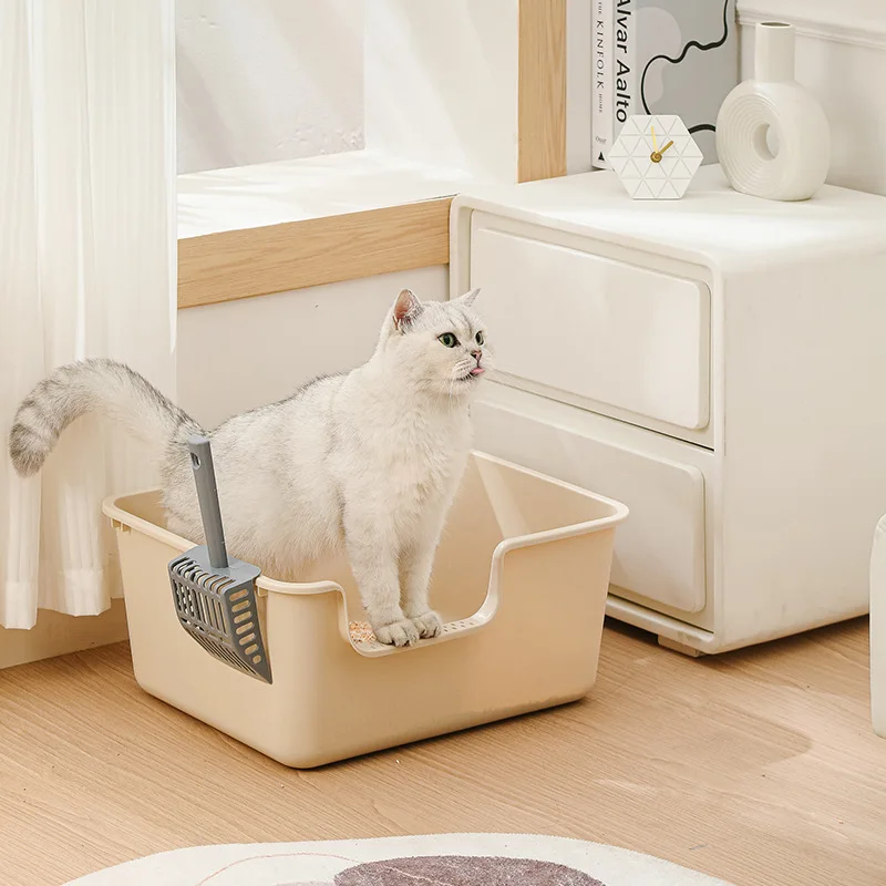 대용량 고양이 쓰레기통, 세미 클로즈 키티 쓰레기통, 비말 방지 애완견 변기, 대형 고양이 작은 동물 침대팬, 애완동물 샌드박스
