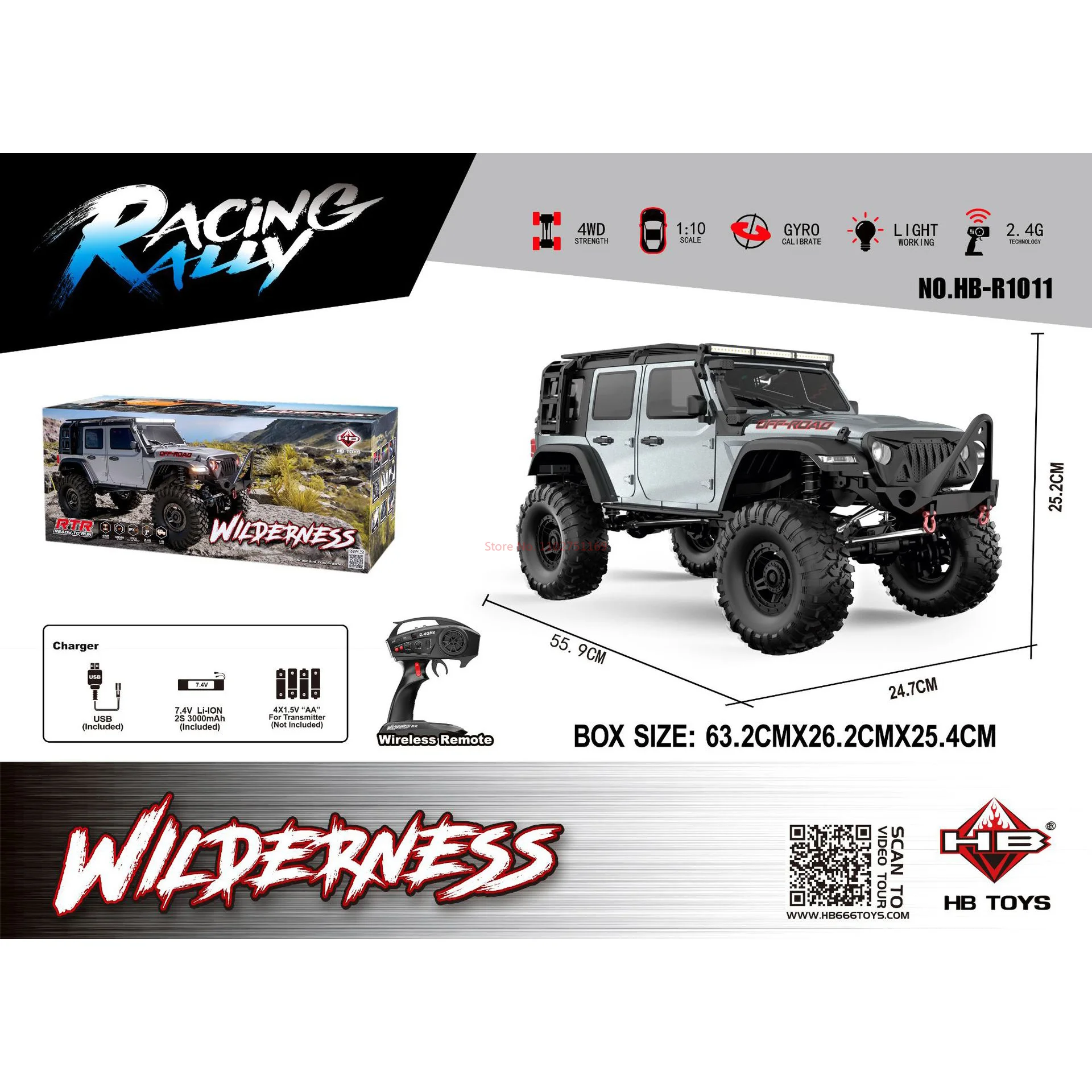 New 1:10 Huangbo R1011 Rubicon 2.4ghz Full Size Climbing Vehicle All Terrain Rc Remote Control Model Off Road Vehicle 4wd Drift 6