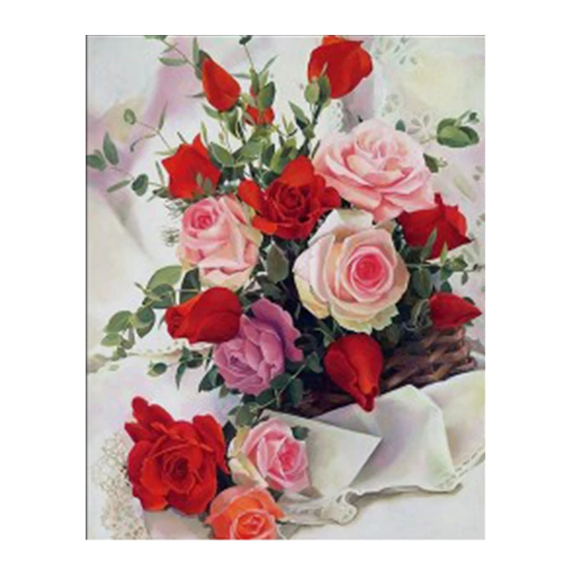 

Diamond Painting Full Drill Chinese Rose Diamond Round Rhinestone Pictures Diamond Embroidery Flowers Home Decor