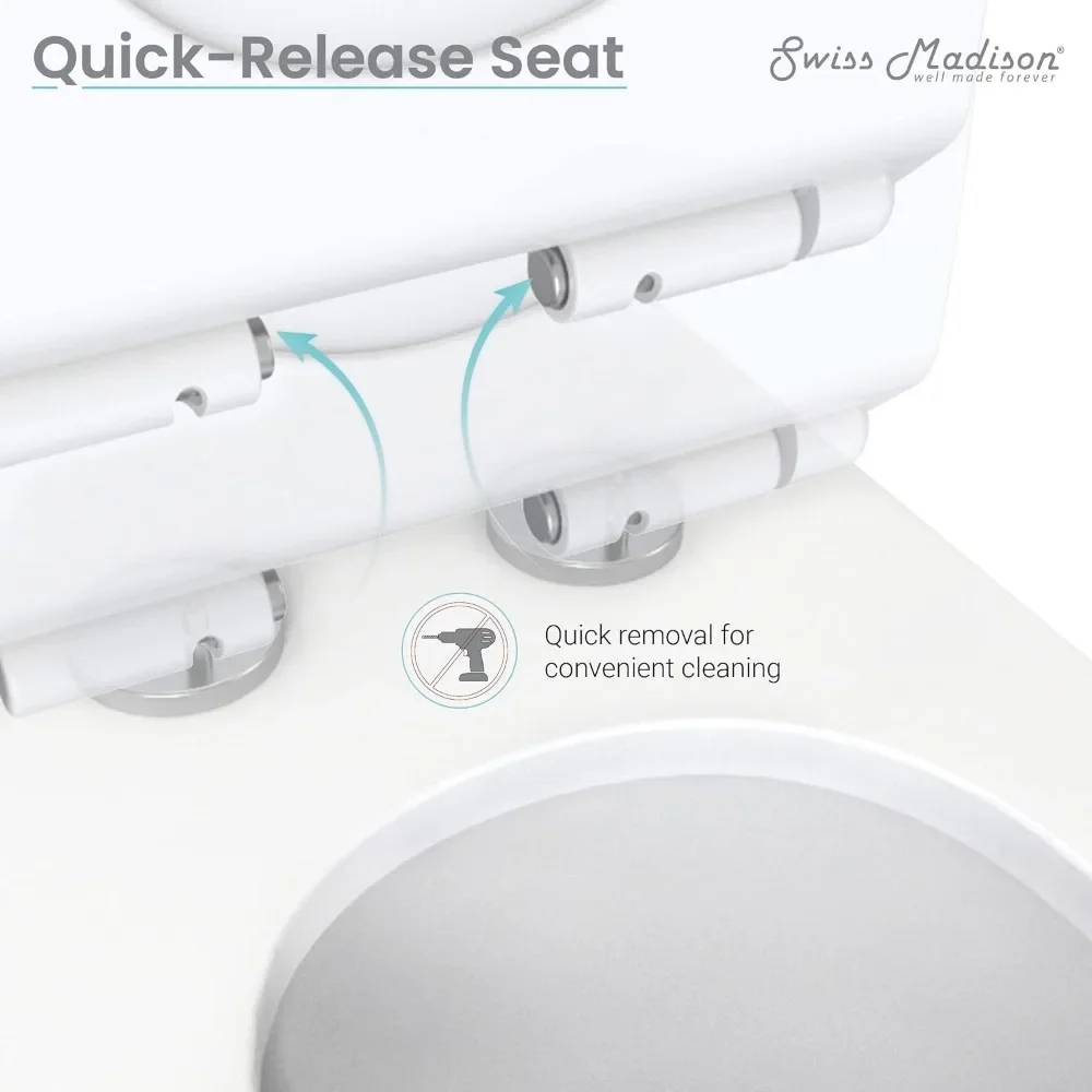 24" Length One Piece Toilet Dual Flush 1.1/1.6 GPF with Side Holes Glossy White Toilets Bathroom Items Folding Cleaning Parts 5