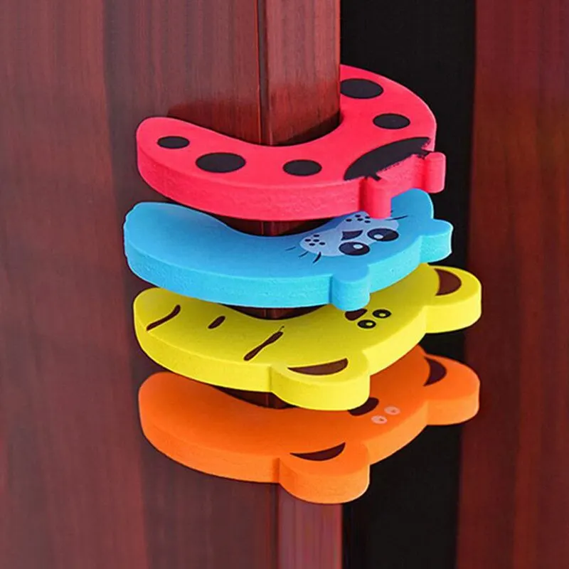 Child Lock Baby Door Stopper 5Pcs/Lot Baby Safety Furniture Protection Card Door Stopper Security Cute Animal Care Finger Protector
