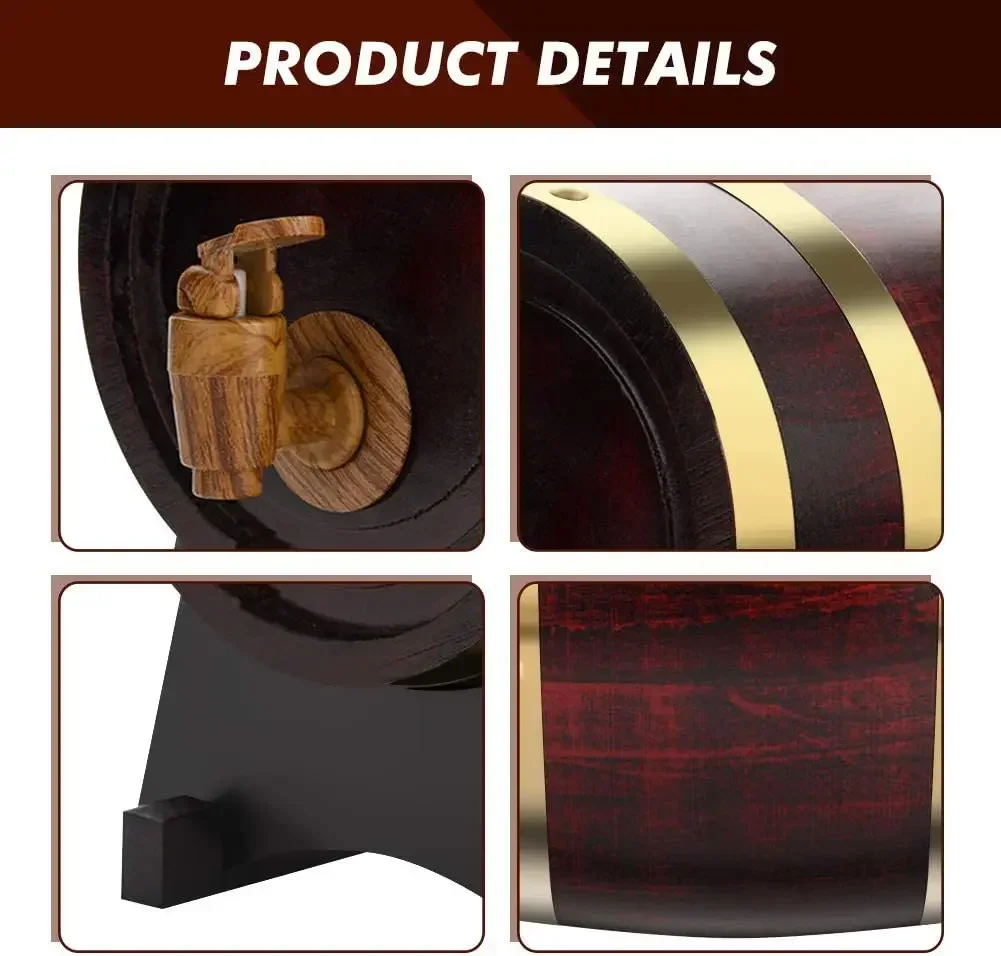 1.5L Wood Wine Barrel Vintage Oak Beer Brewing Accessories Whiskey Storage Container Home Decoration Wine Bar Tools wine barrel