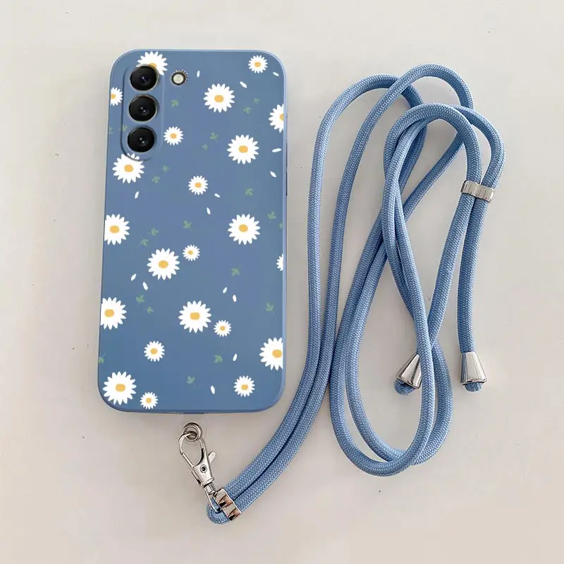 Sunflower Lanyard Silicone Phone Case – Vibrant Floral Design with Hands-Free Convenience