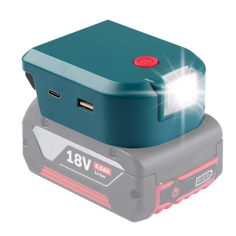 

Адаптер со светодиодной подсветкой для литий-ионного аккумулятора Bosch 14,4-18 в, зарядное устройство USB, светодиодный рабочий светильник, беспроводной источник питания для BOSCH BAT618 BAT614