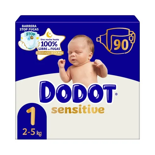 Dodot sensitive diapers t1(2-5kg) 90 units -t2(4-8kg) 88 units-t3(7-11kg)1pack*56 total 112 units-t4(10-15kg)1pack*48 total96 units-t5(12-17kg) 1pack*44 total 88ud-t6(14+kg)1pack*41 total 82ud