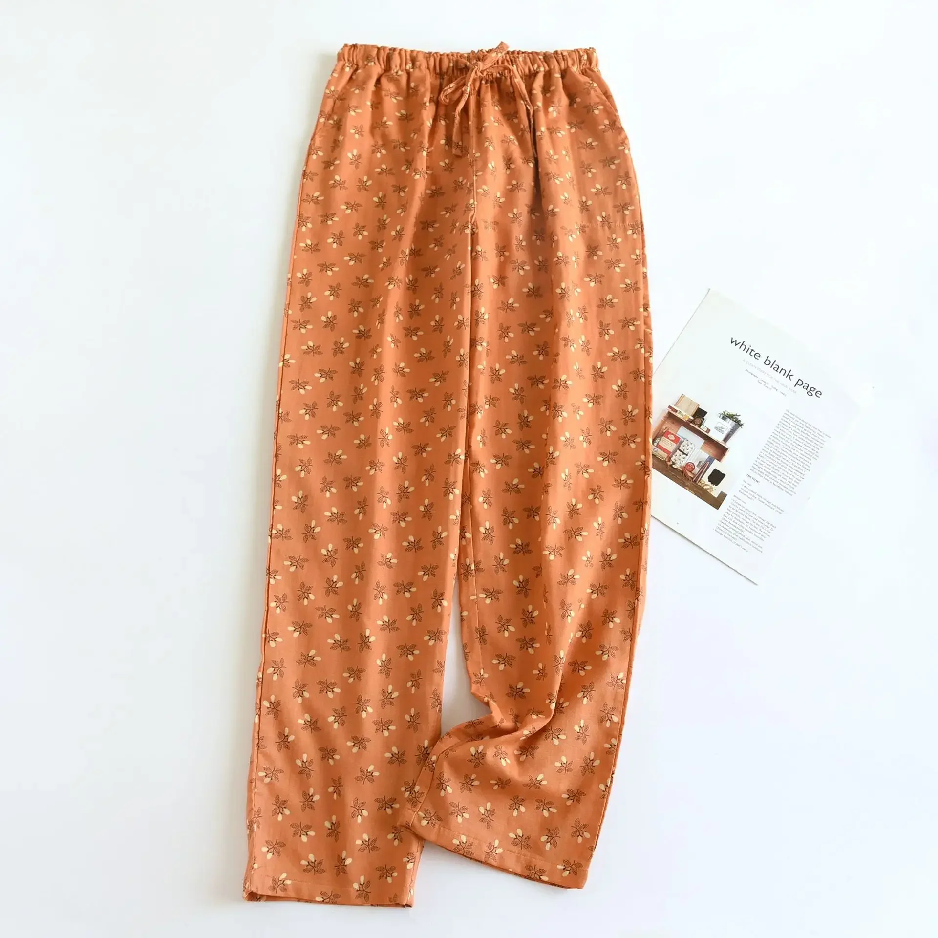 2024 New Japanese Spring/Summer Women's Pajama Pants 100% Cotton Gauze Pants Breathable Casual Colorful Home Pants Ladies