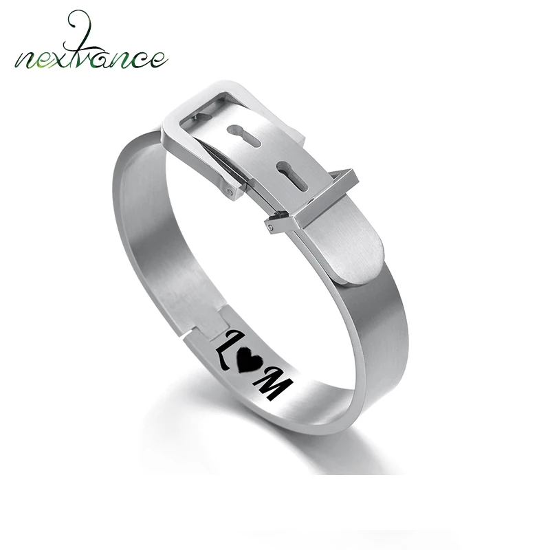 

Nextvance Adjustable Custom Name Bracelets Stainless Steel Personalized Engraved Date for Women Lover Cuff Hand Bangle Jewelry