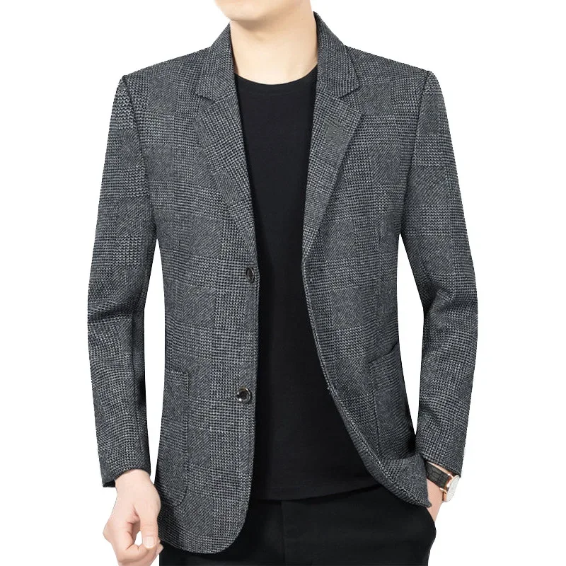 

Spring and Autumn Middle Aged Men's Casual Suit Coat Dad Put on Clothes Middle Aged and Elderly Single Piece Suit