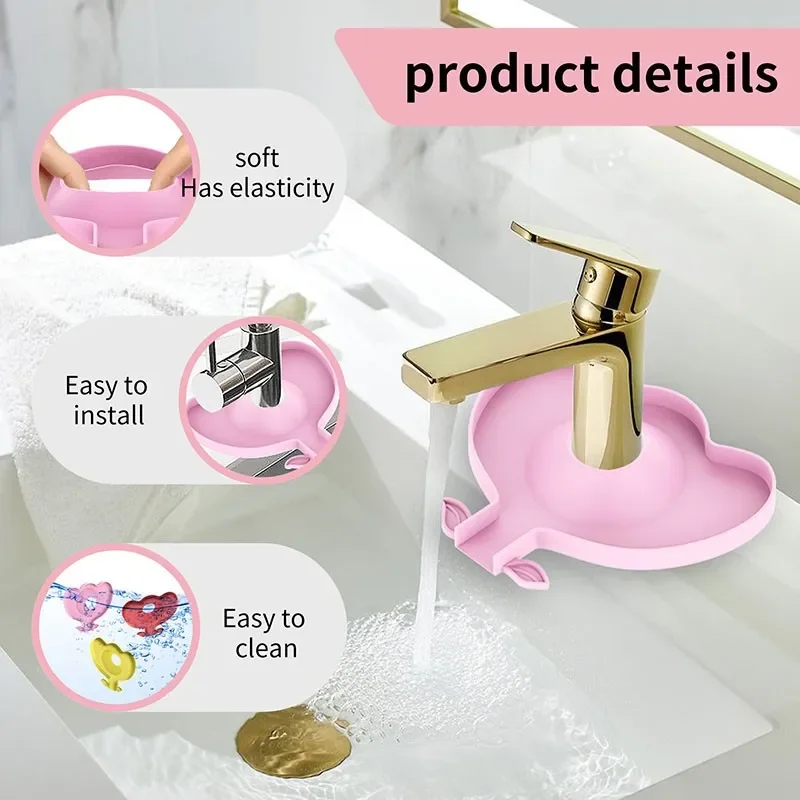 Kitchen Silicone Faucet Mat Flower Sink Splash Pad Drain Pad Bathroom Countertop Protector Shampoo Soap Dispenser Quick Dry Tray faucet mat,kitchen faucet splash pad