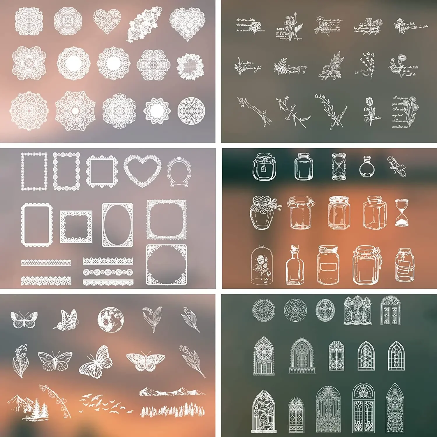 레이스 스티커 투명 애완 동물 사진 프레임 데칼 스티커 DIY 장식 스크랩북 일기 플래너 앨범 일기 노트, 30 개