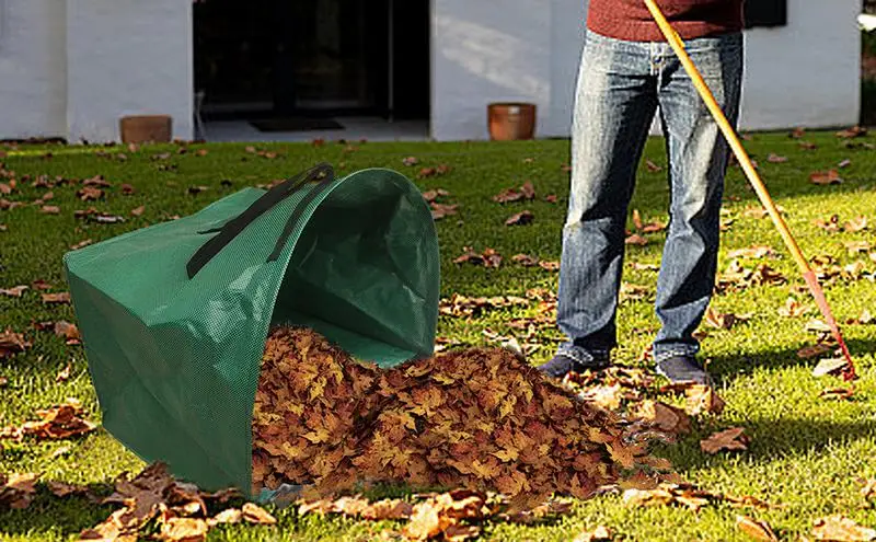 

Yard Waste Bags Garden Dustpan With Handle Reusable Garbage Bag Waterproof Leaf Sack Storage Collection Bag Plant Clipping Bag