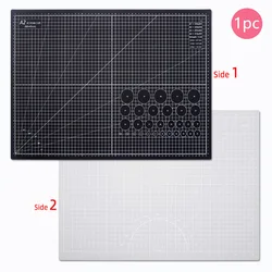 Large Self - Healing Multipurpose Craft Mat with Non - Slip Gridded Surface - A2 (Black - cm gray - inch)