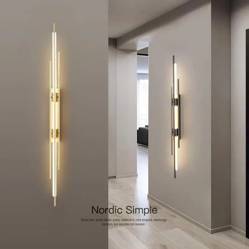 

New long strip wall lamp grille TV background wall lamp modern corridor corridor lamp bedroom bedside wall lamp