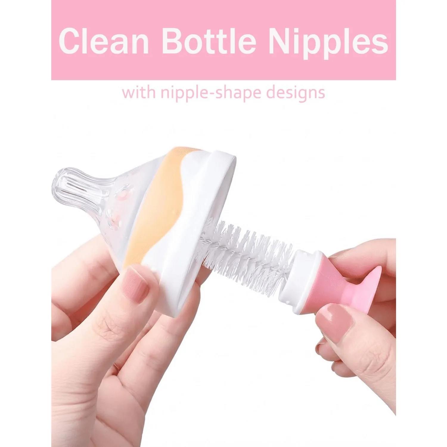 4-in-1 Versatile Bottle Cleaning Brush Set – Includes Nylon Brush, Cap Brush, and Dual Straw Brushes