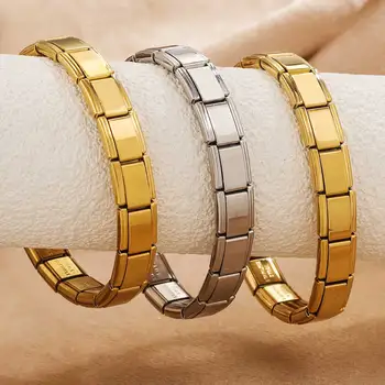 1 Pcs Stainless Steel Italian Modular Bracelet Personalized Free Matching Splicing DIY Women's Bracelet Spring Bracelet 1