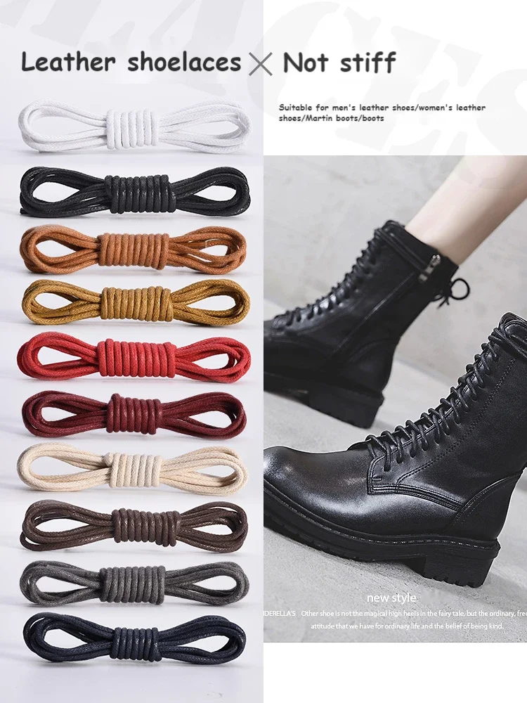 Waxed Cotton Waterproof Shoelaces - Durable and Stylish in 11 Colors