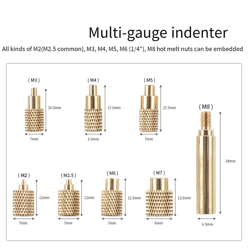 Heat Insert Nut Iron Tip TS100 Soldering Iron Tip Metal Insert Internal Thread Head M2-M8 Brass Hot Melt Insert Nut Insertion