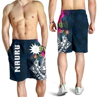 Nauru Men's Shorts Hawaii Beach Short Trunks Summer Vibe Swim Gym Ice Boy Polynesian Floral Board Pants 1