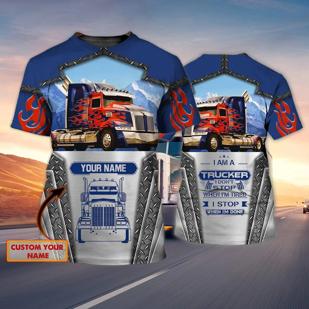PLstar Cosmos Sommer Herren T-Shirt Personalisiertes cooles Trucker 3D-gedrucktes T-Shirt Unisex Casual Kurzarm Geschenk für Trucker DT86 – Detail 34