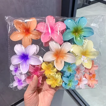 3Pcs/18Pcs Egg Flower Hair Clips Gradient Candy Color Flowers Suitable for Daily Backcombed Ponytail Shark Clip Hair Accessories