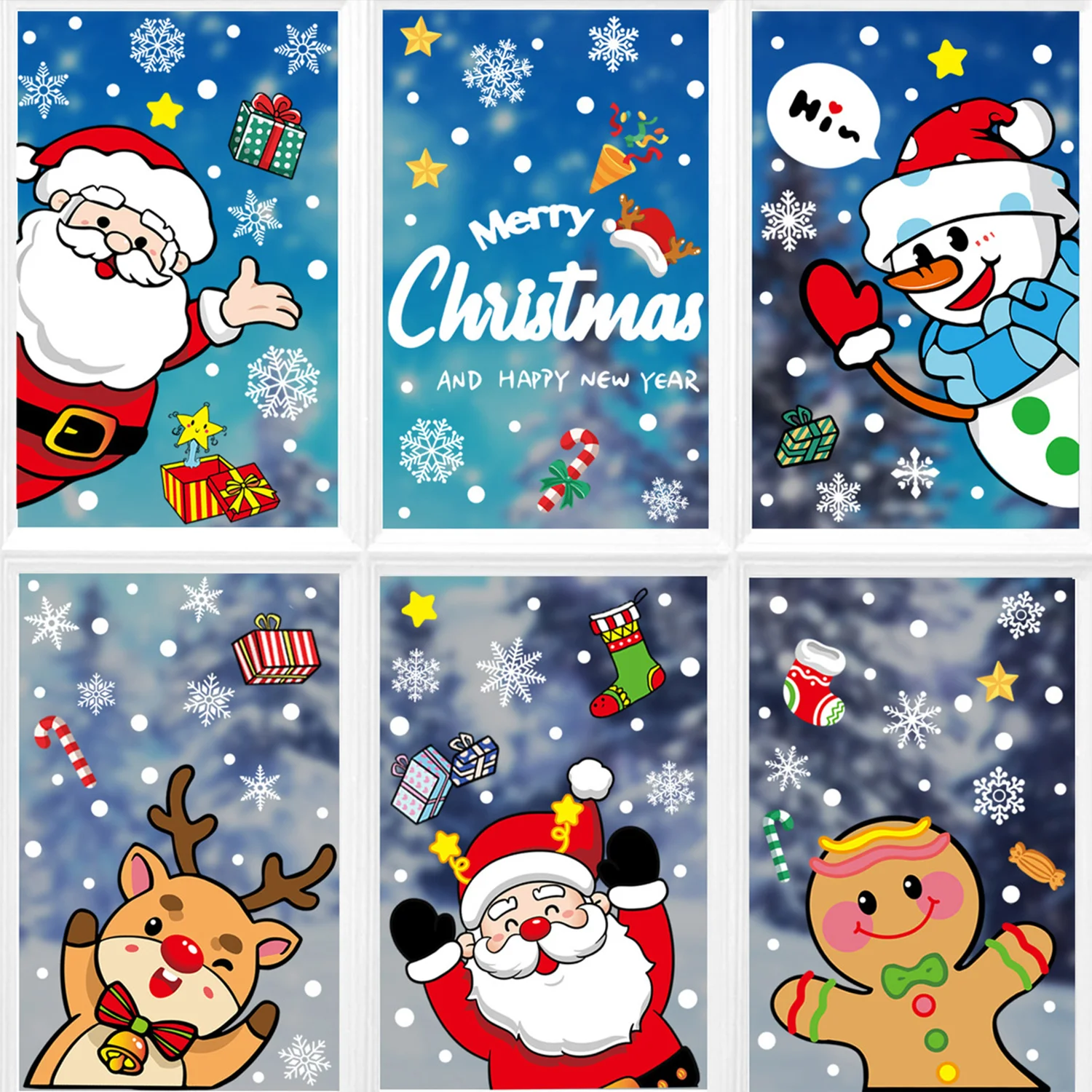 

Christmas Wall Stickers Electrostatic Window Glass Sticker Santa Claus Snowman Merry Christmas Decor For Home Xmas Ornaments