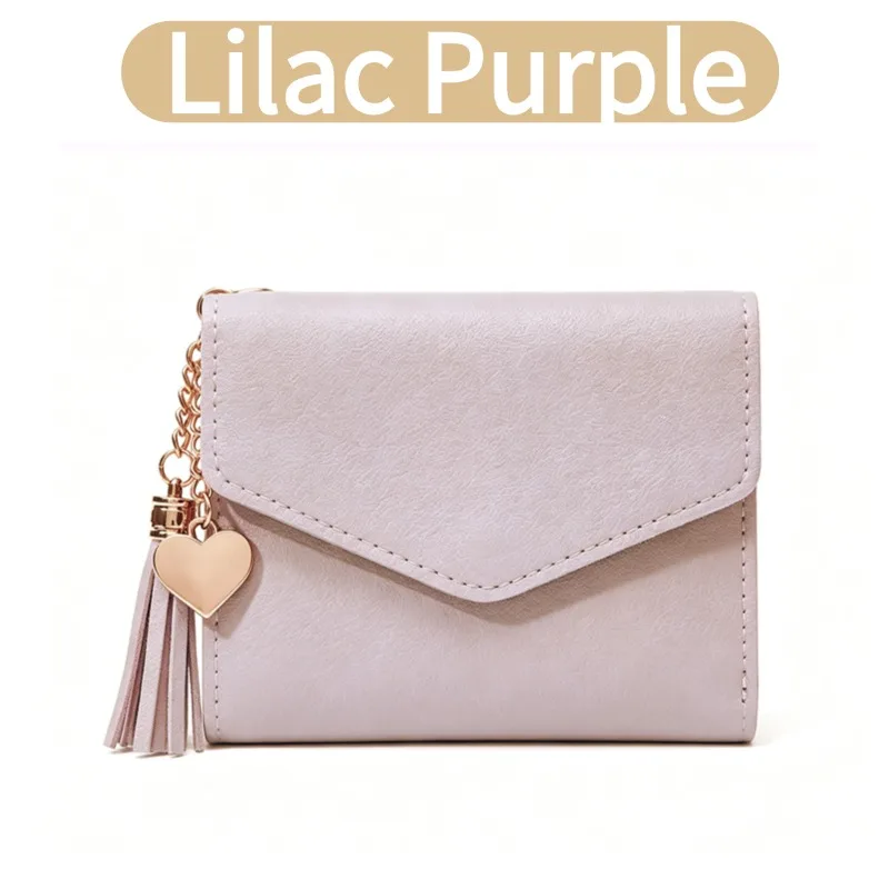 Women's Stylish Trifold Wallet with Tassel Pendant - PU Leather Multi-Card Holder & Coin Pocket