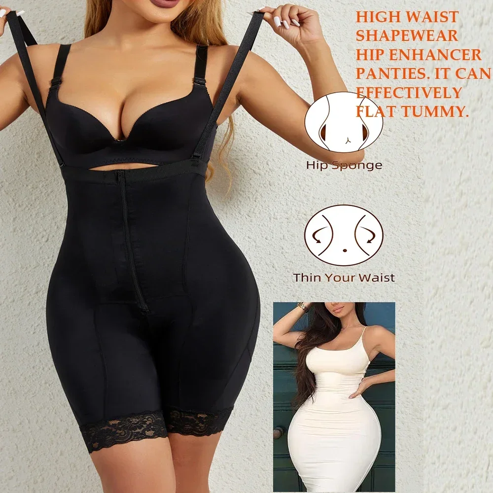 Shapewear Hip Pads Panties High Waist Reducing and Shaping Body Shaper Removable Butt Pad Underwear with Ziper & Hooks
