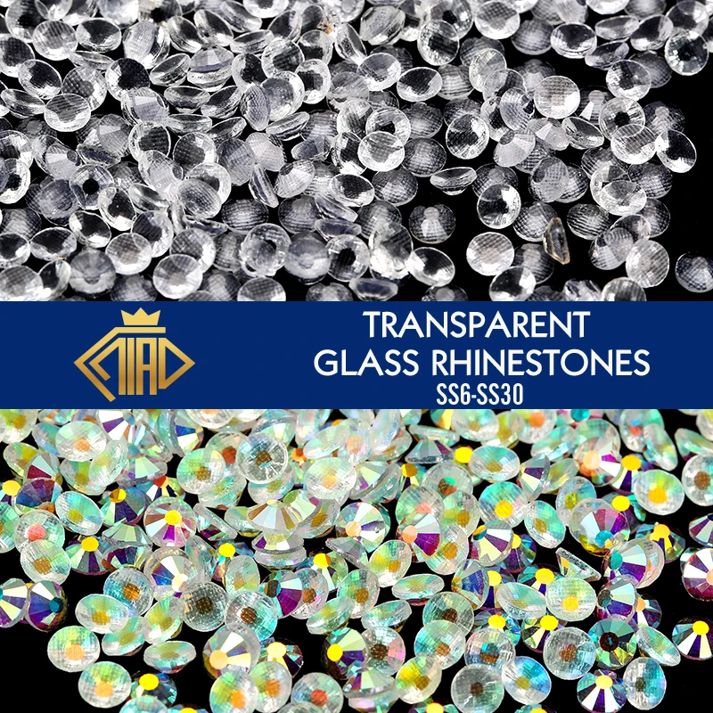 QIAO SS6-30 Hotfix-Strasssteine, Kristall, transparent, glitzernd, Diamant, zum Aufbügeln, Glassteine, dekoratives Zubehör für Bekleidungstuch
