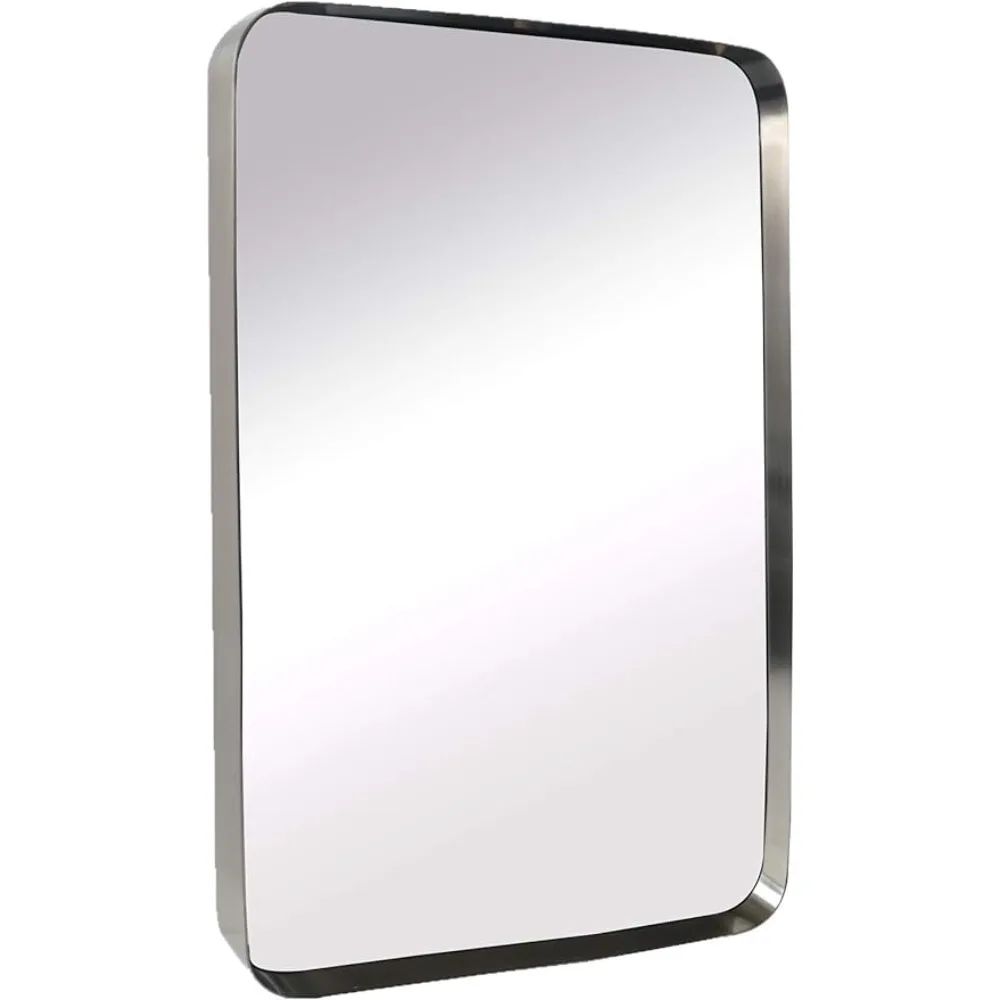 

20x30 Brushed Nickel Bathroom Mirror Rounded Rectangle Brushed Silver Vanity Mirror in Stainless Steel Freight Free Miroir Home