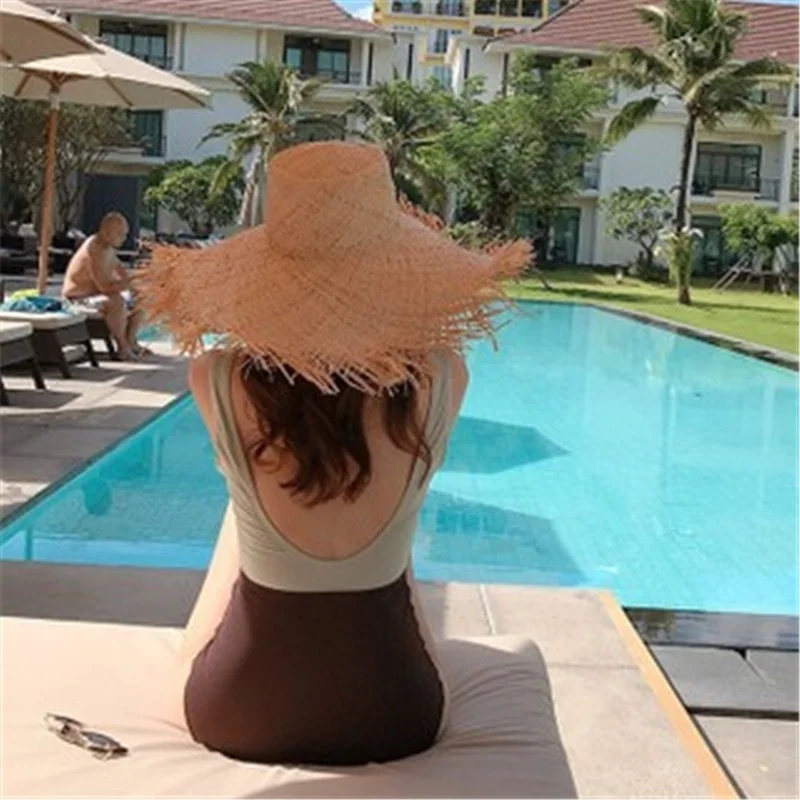 

2023 new color matching one-piece swimsuit women Japanese and Korean ins style simple sexy high waist bikini
