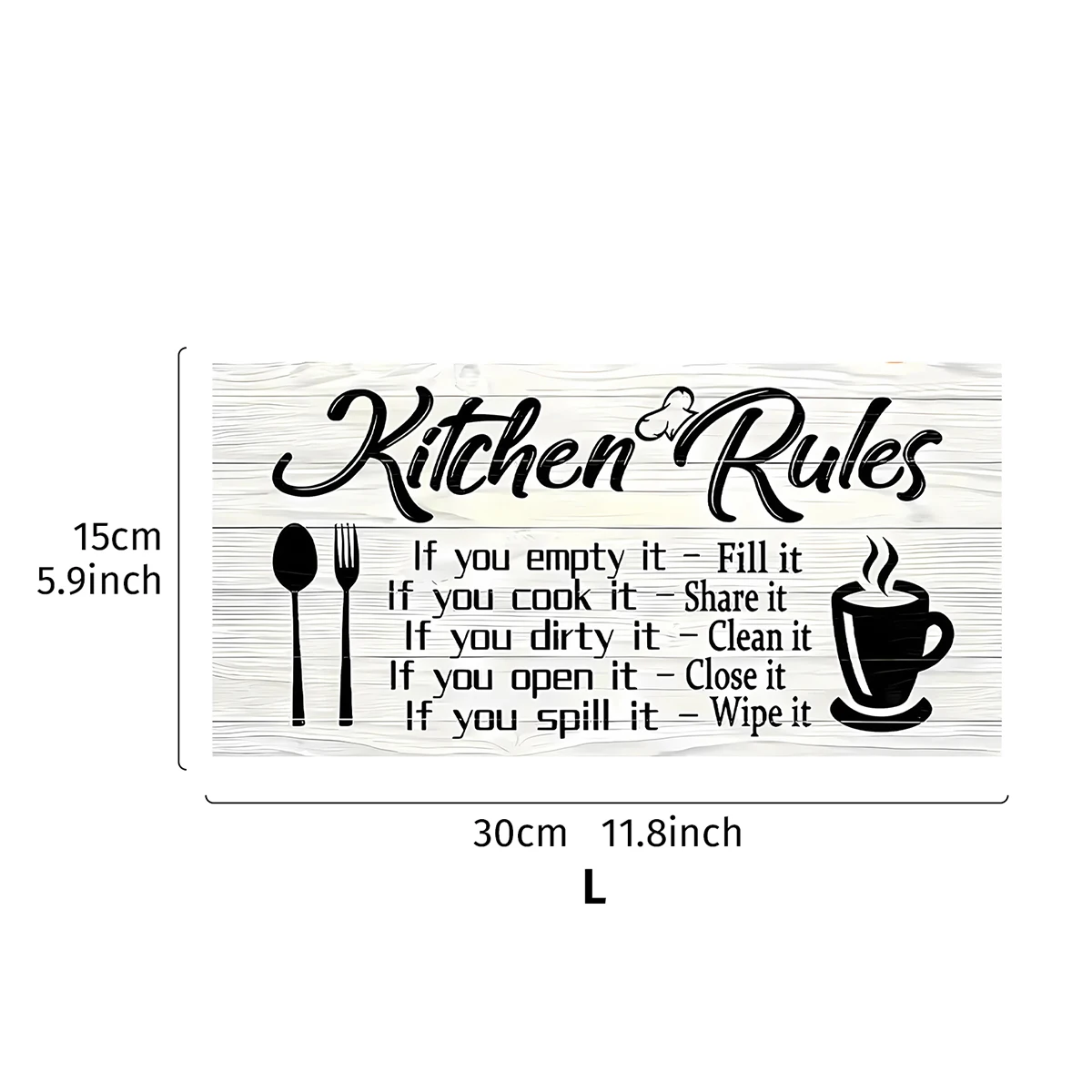 1PC, creative wooden kitchen specification English slogan decorative sign, lightweight wooden material decorative sign