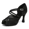 New Women Latin Dance Shoes Ladies Flash material Dancing Shoes Woman Tango Ballroom Dance Boots High Heels Salsa Party Shoes Da 1