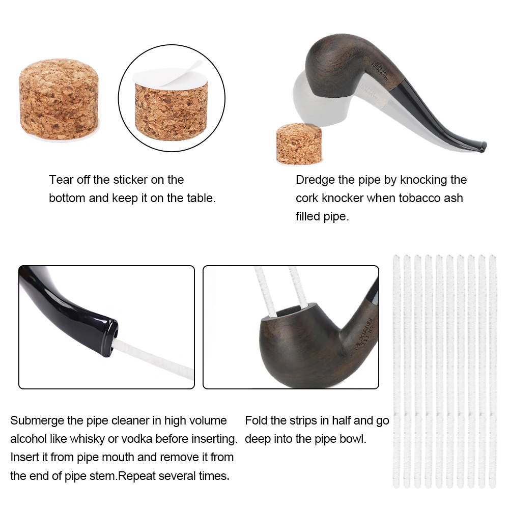 Tobacco Pipe Smoking Pipe Old Fox Black Sandalwood Tobacco Bent Apple Pipe Set Accessories 9MM Filter Solid Wood Dry Ebony Smoking Pip With 10 Tools Kits