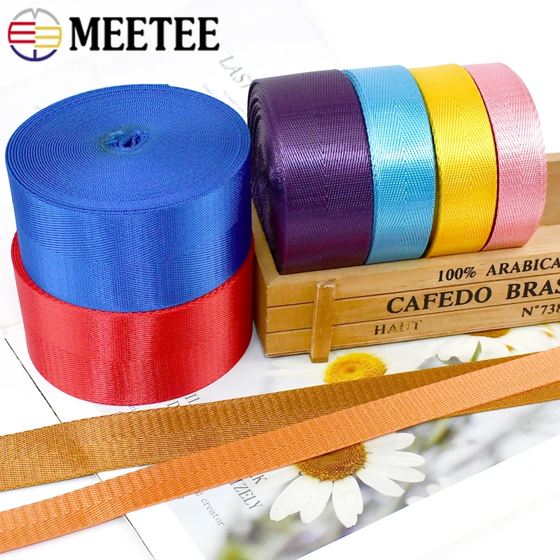 

8Meters Meetee 20-50mm Colorful Nylon Webbing Ribbon Bag Strap Backpack Decor Tape Safety Belt Binding Band DIY Crafts Materials