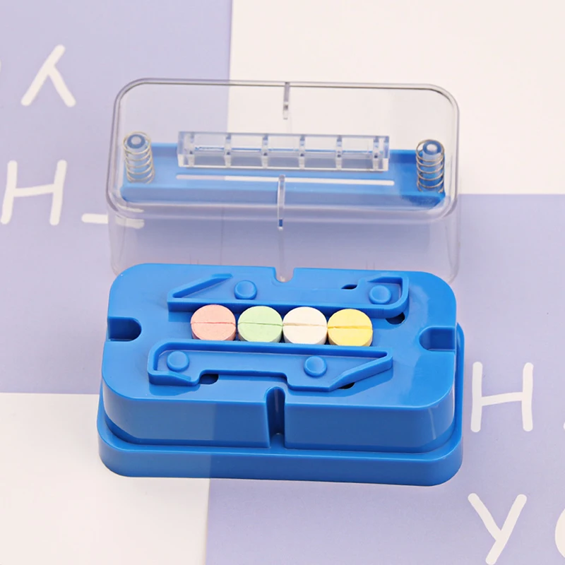 1/4 1/2 Pill Cutter Multiple Pill Splitter Stainless Steel Blade Quartering For Round Oblong Pills Tablet Cutter Splitter Blue