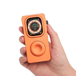 Premium Metal Protective Case for 49mm Apple Watch - iPod - Inspired Design (Orange)