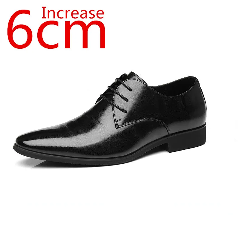 

Genuine Leather Heightening Shoes Men British Pointy 6cm Increase Shoes Business Men Formal Leather Shoes Elevator Wedding Shoes